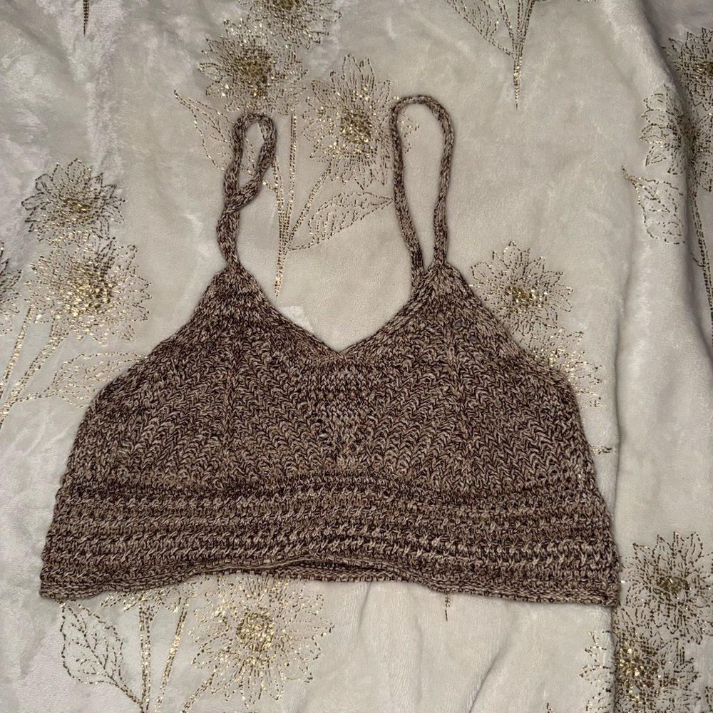 Streetwear Society Brown Knit Crop Top
